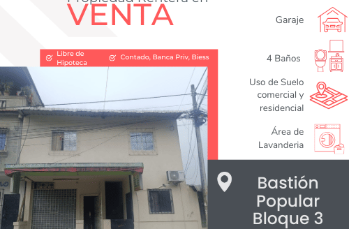 Se Vende Propiedad Rentera Bastión Popular bloque 2