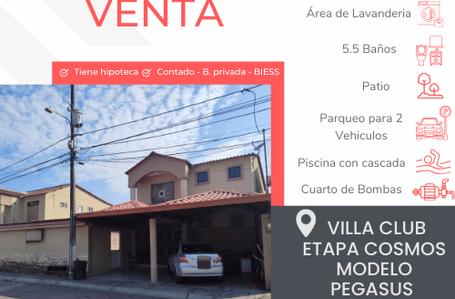 Se Vende Propiedad en Villa Club etapa Cosmos Modelo Pegasus