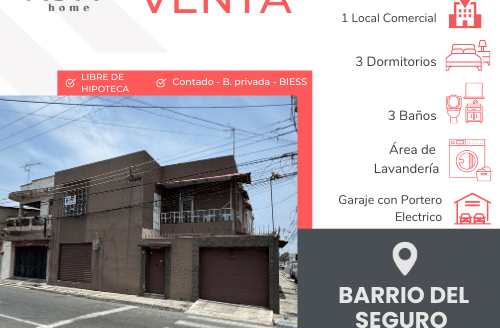 Se vende Casa  Amoblada en Barrio del Seguro