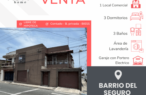 Se vende Casa  Amoblada en Barrio del Seguro