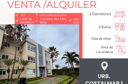 Se vende Departamento  en Urbanización Costalmar 1, vía a la Costa