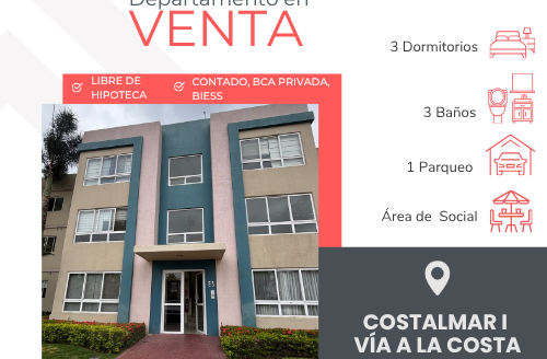 Se vende / Alquila Departamento en Urbanización Costalmar 1 vía a la Costa