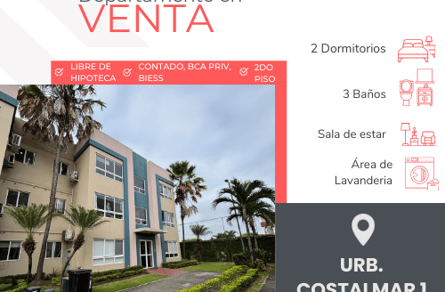 Se vende Departamento  en Urbanización Costalmar 1, vía a la Costa