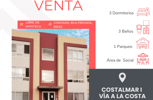 Se vende Departamento en Urbanización Costalmar 1 vía a la Costa
