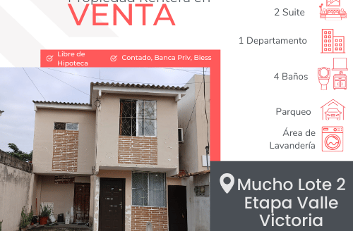 Se Vende Propiedad Rentera en Mucho Lote 2 Etapa Valle Victoria.