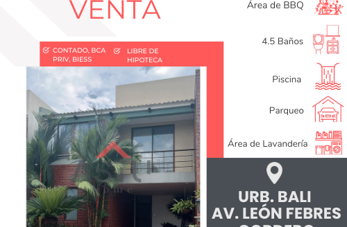 Se Vende Propiedad en Urb. Bali. Frente al Lago