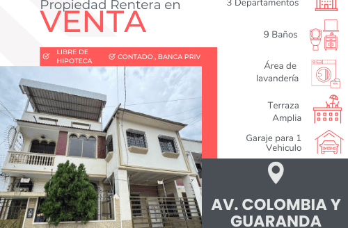 Se Vende Propiedad Propiedad Rentera  Colombia y Guaranda atrás del Parque Forestal