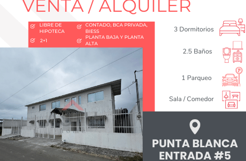 📍 Se Vende / Alquila Departamentos en Punta Blanca Entrada #5 – Santa Elena