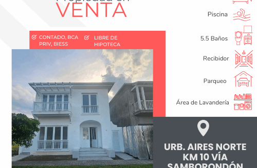 Se Vende Casa en Urb. Aires del Norte – Km 10 Vía Samborondón