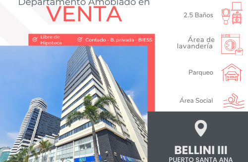 Se Vende Departamento Amoblado en Puerto Santa Ana – Bellini III Vista al Rio