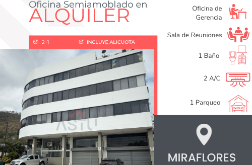 Se Alquila Oficina  Semi amoblado Sector Miraflores